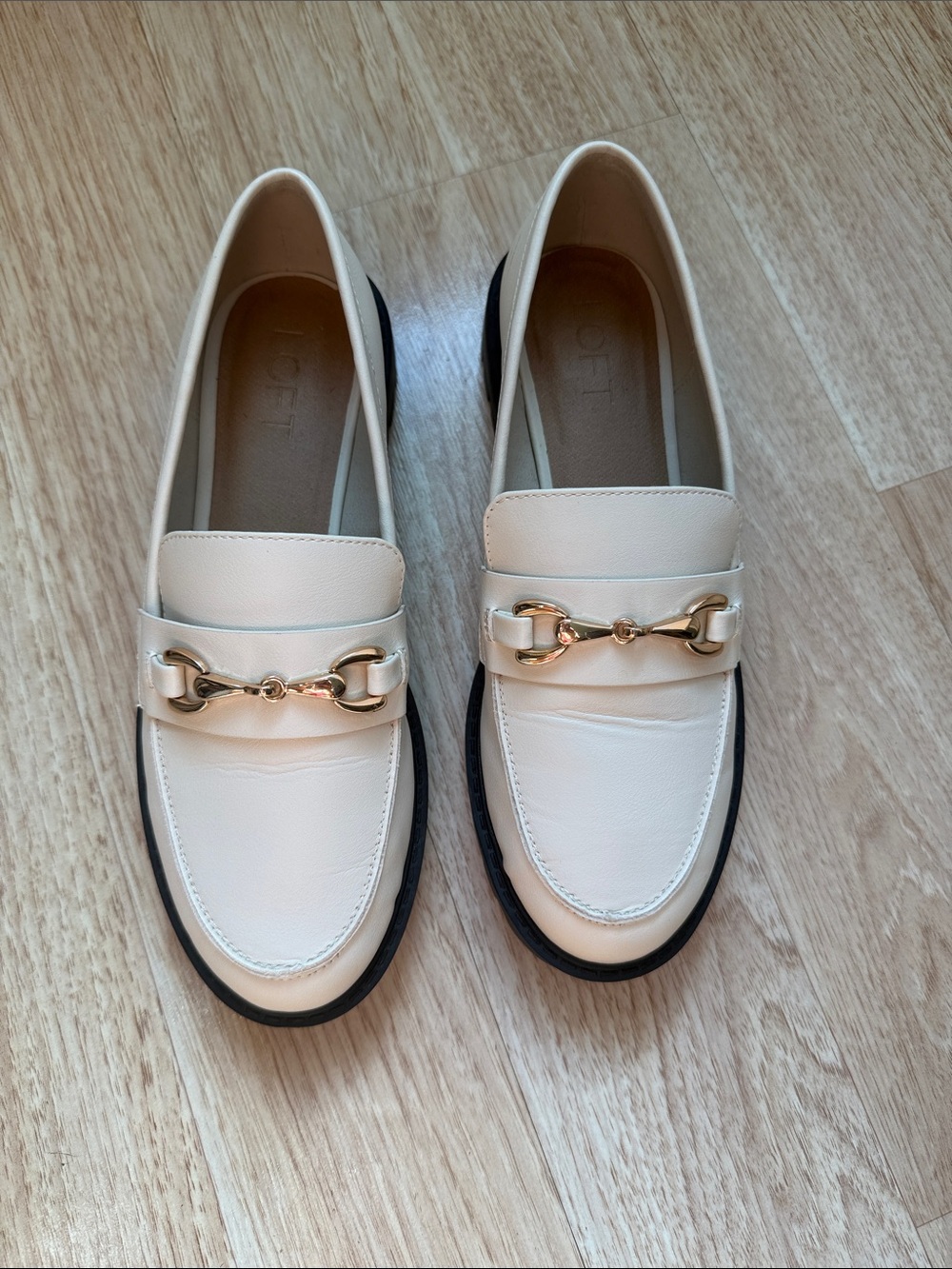 Loft Cream Women's Platform Loafers with Chunky Lug Sole Shoes Size 7
